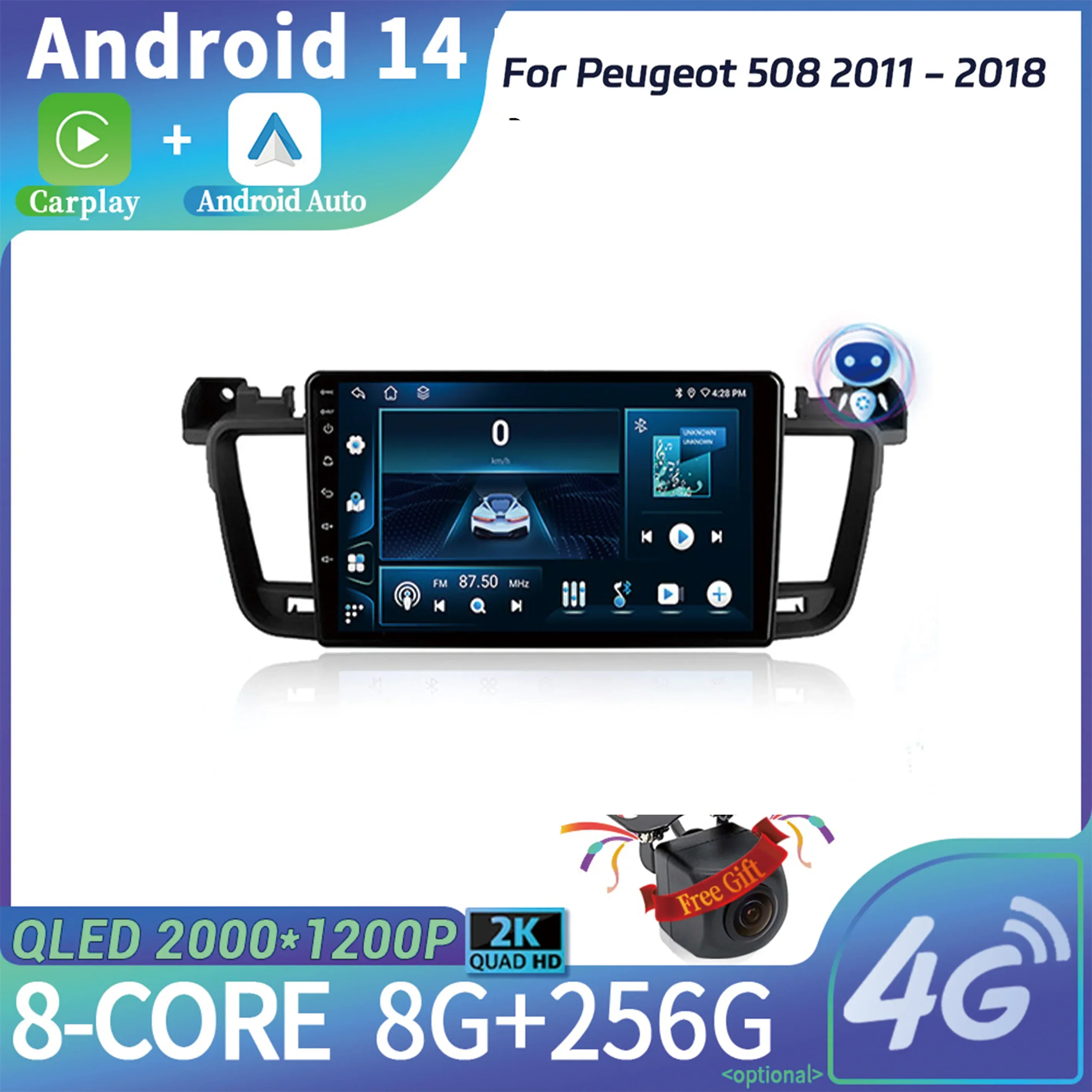 

Android 14 Multimedia Navigation Wireless Carplay Stereo Screen Car Radio For Peugeot 508 2011 - 2018