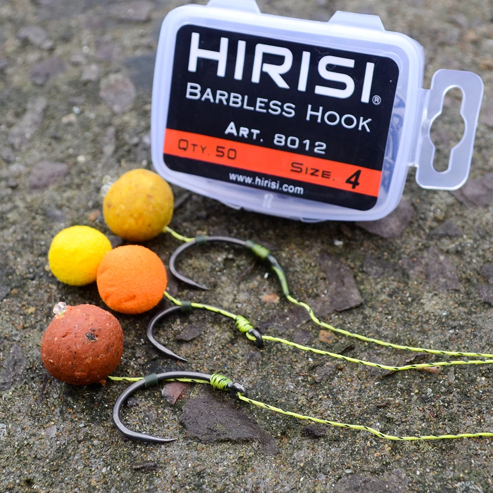 Hirisi 50pcs  Coating High Carbon Stainless Steel Barbless Hooks 8012 Fishing Hook Fishing Tool Accessories