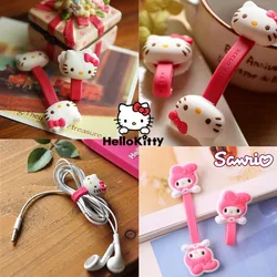 Hello Kitty Cable Organizer Ties Clip Kawaii My Melody Phone Cable Winder Earphone Cord Organizer Buckle Wire Wrapped Cord Gifts