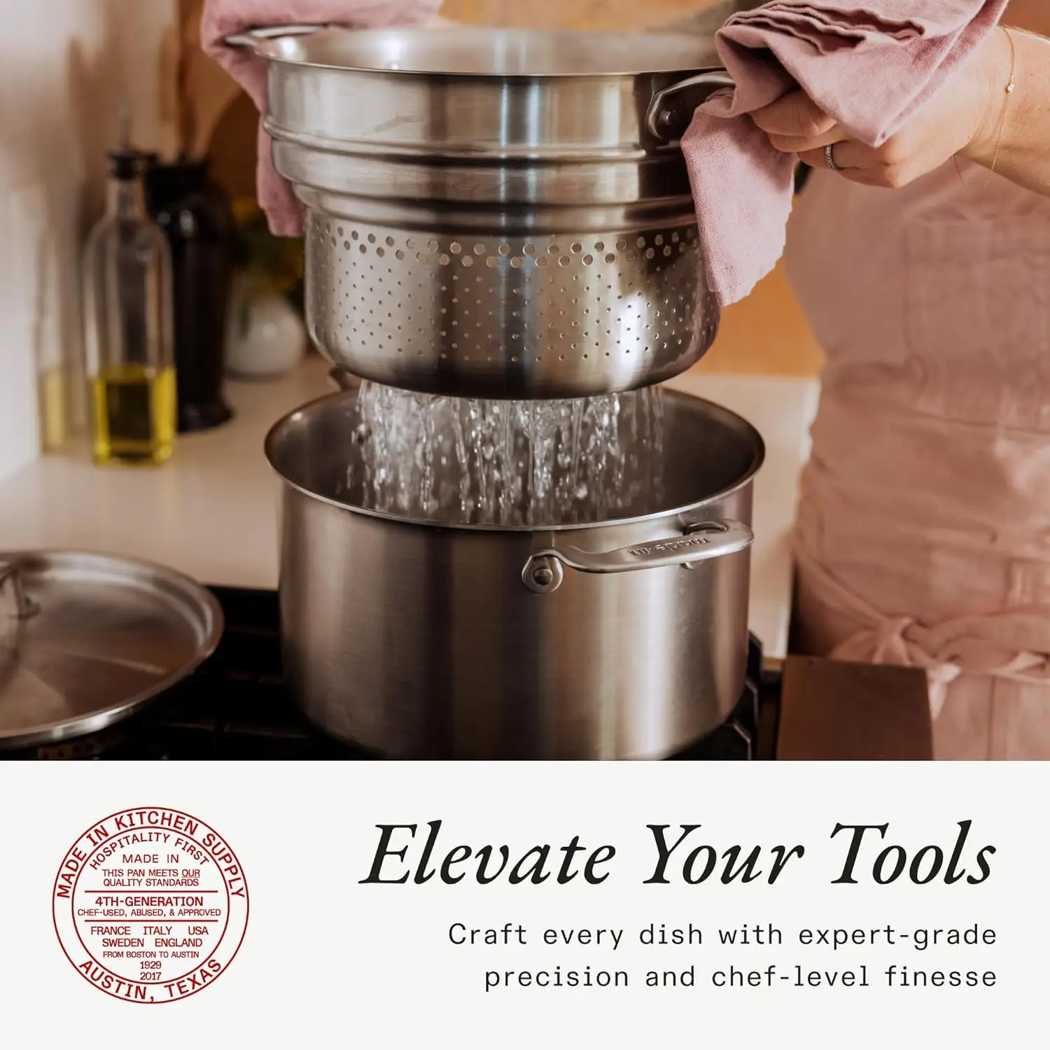 

Cookware 8 Quart Stainless Steel Stock Pot With Lid and Pasta Insert 5 Ply Stainless Clad Professional Cookware Crafted