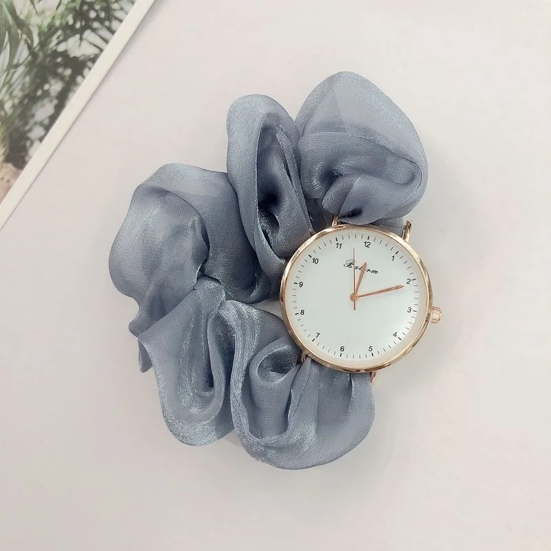 Fashion niche style scrunchie strap jewelry girls watch simple quartz watch