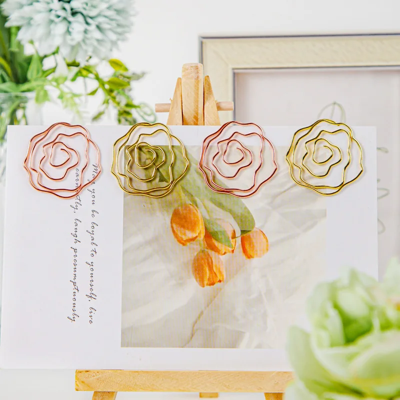 50-clips-de-papel-dourados-e-rose-elegantes-com-design-floral-para-organizacao-de-escritorio-escola-e-projetos-de-scrapbooking
