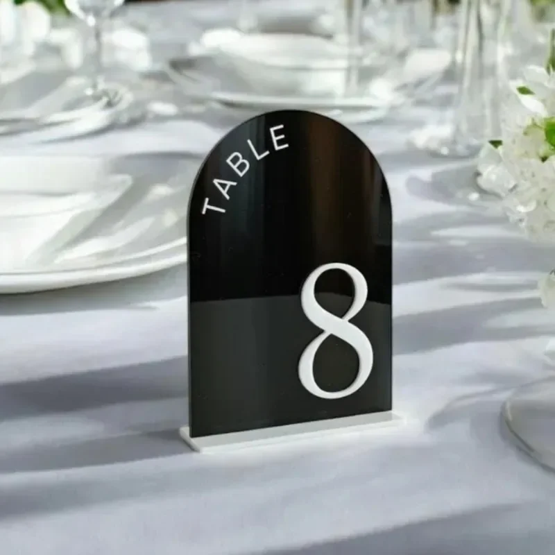 

Black Acrylic Table Numbers | Arched Wedding Table Numbers | Modern Table Numbers | Black and White Wedding Decor