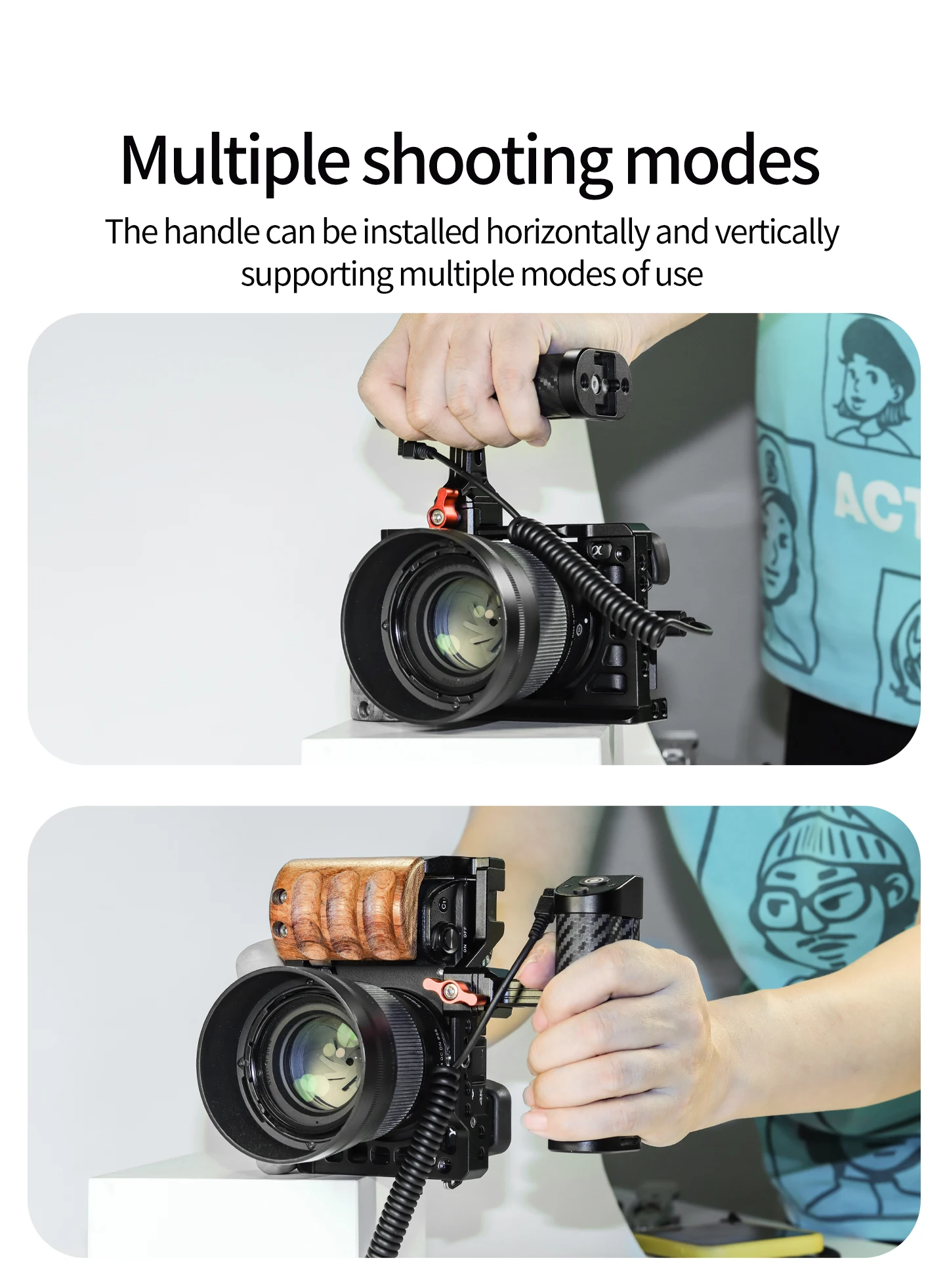 Low Angle Shooting Kameragriff 1/4" ARRI NATO Rail Clamp Auslöser für Canon EOS R5 Nikon Z6II Sony DSLR spiegelloser Käfig – Detail 30