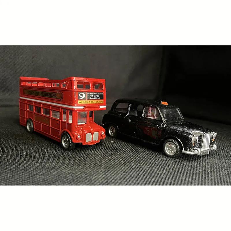 Coche de autobús de dos pisos de aleación de simulación 1:24, autobús al aire libre, autobús de dos pisos Vintage, coche de inercia, juguetes para niños, regalo