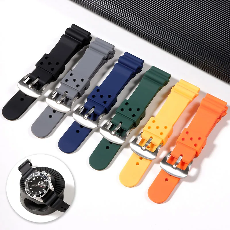 สายซิลิโคน 20 มม.22 มม.ยางนุ่มสําหรับ Seiko SKX007 009 สร้อยข้อมือกันน้ําดําน้ํา Writsband กีฬานาฬิกา
