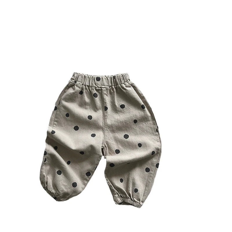 Children Clothing 2025 New Spring autumn Korean Fashionable Casual Pants Girl Baby Polka Dot Cute Cotton Simple Pants Kids