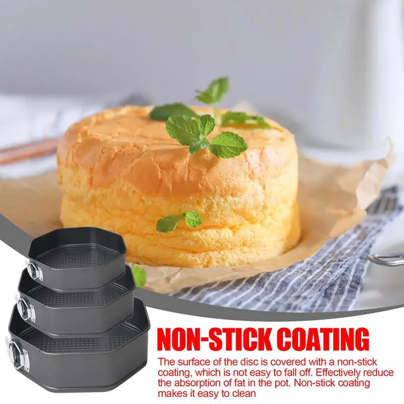 

Cake Bake Pan 3pcs Octagon Springform Pans Kit Baking Supplies Nonstick Leakproof Round Cheesecake Pan with Removable Bottom