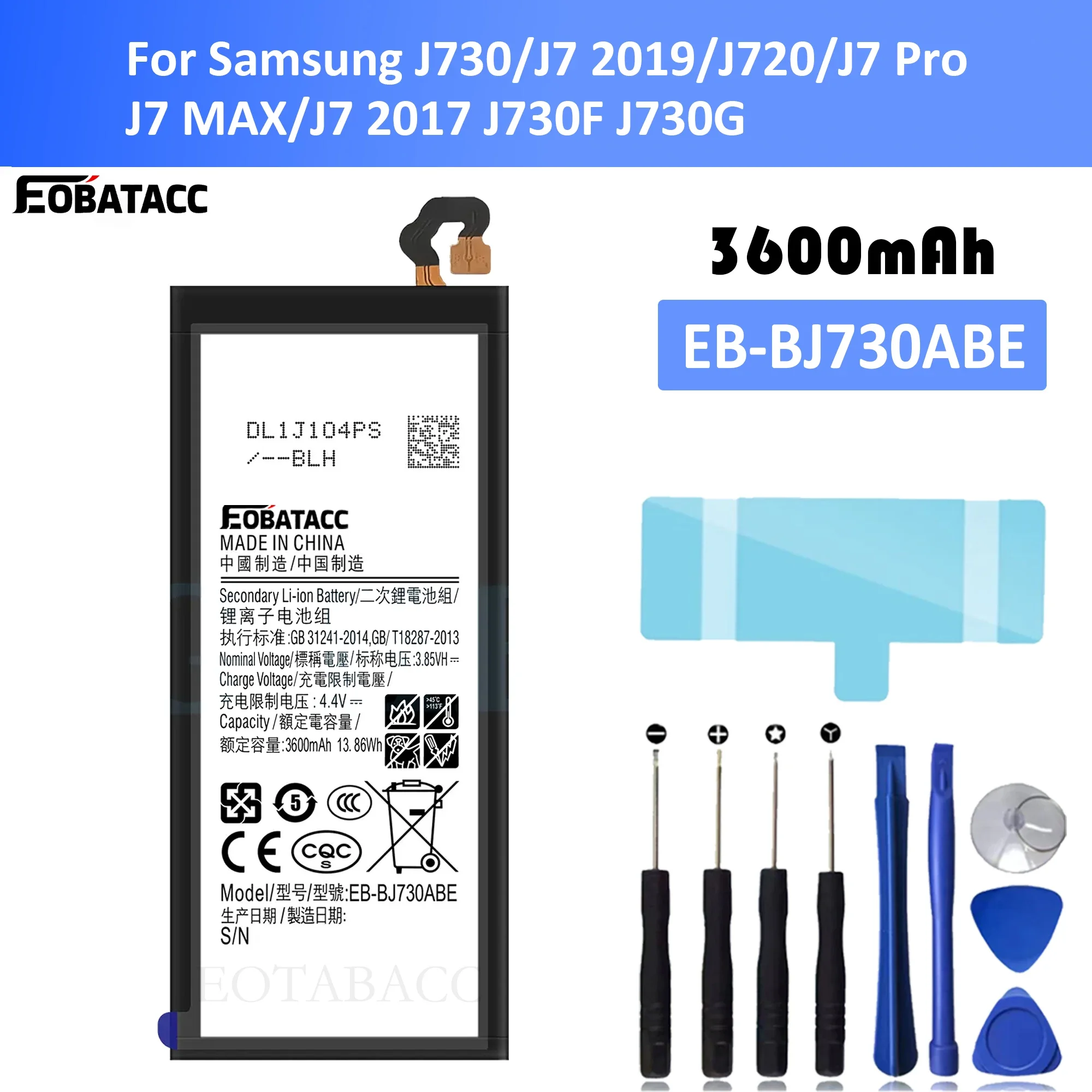 

EOTABACC New 100% High Quality EB-BJ730ABE Battery For SAMSUNG Galaxy J730/J7 2019/J720/J7 Pro/J7 MAX/J7 2017 J730F J730G mobile