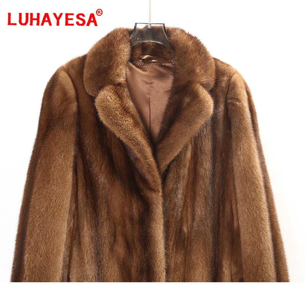 2024 New Luhayesa Top Luxury Full Pelt pelliccia di visone abbigliamento donna Extra lungo inverno vera pelliccia di visone Overvoat