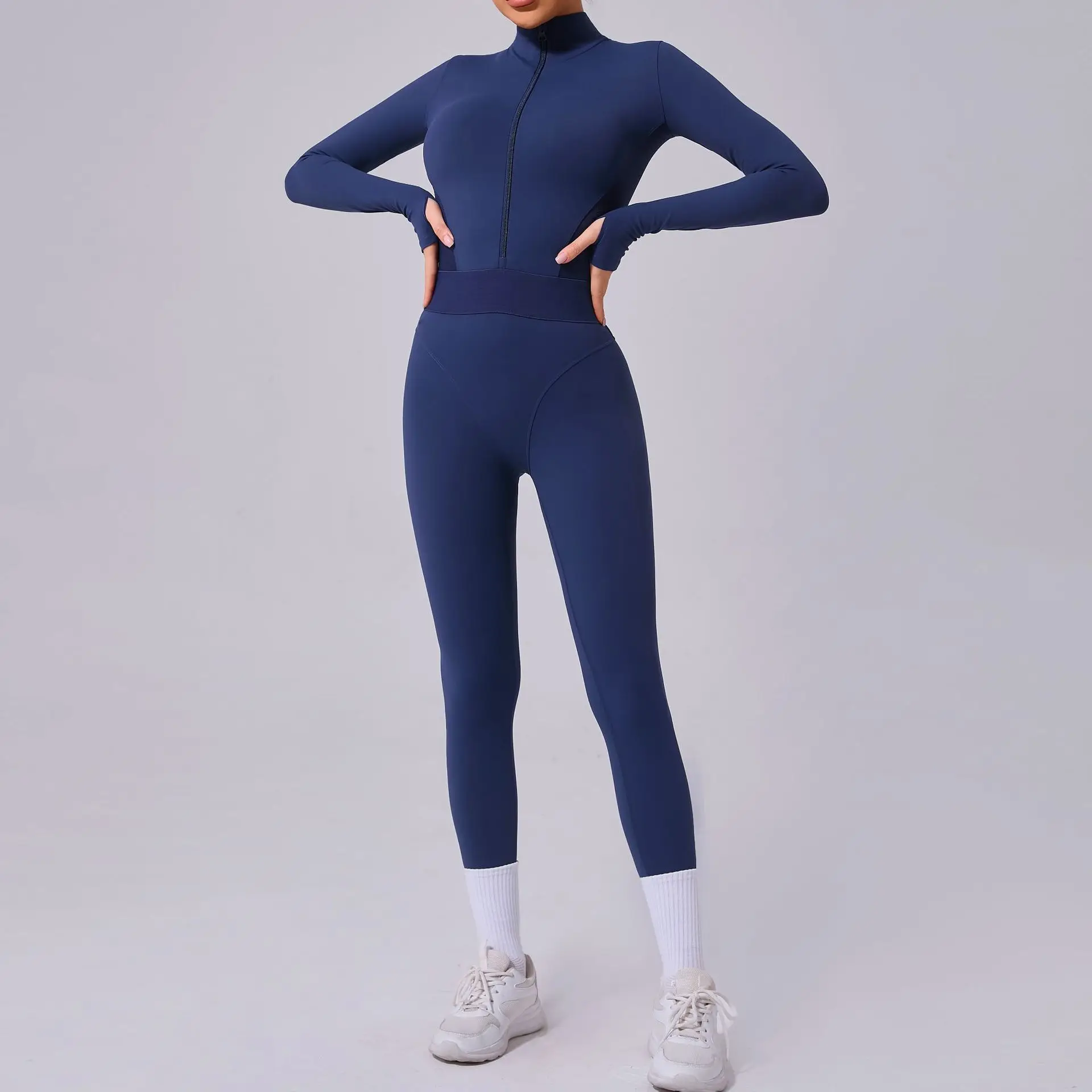 Women Tracksuit Yoga Set One-piece Suit Female Rompers Quick Dry Yoga Clothing Workout Bodysuits Sports Jumpsuit Long Sleeved