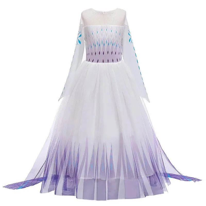 3 5 6 8 10 Years Girls Elsa 2 Costume Kids Halloween Cosplay Princess Dress Children Birthday Party Frocks Clothes Up