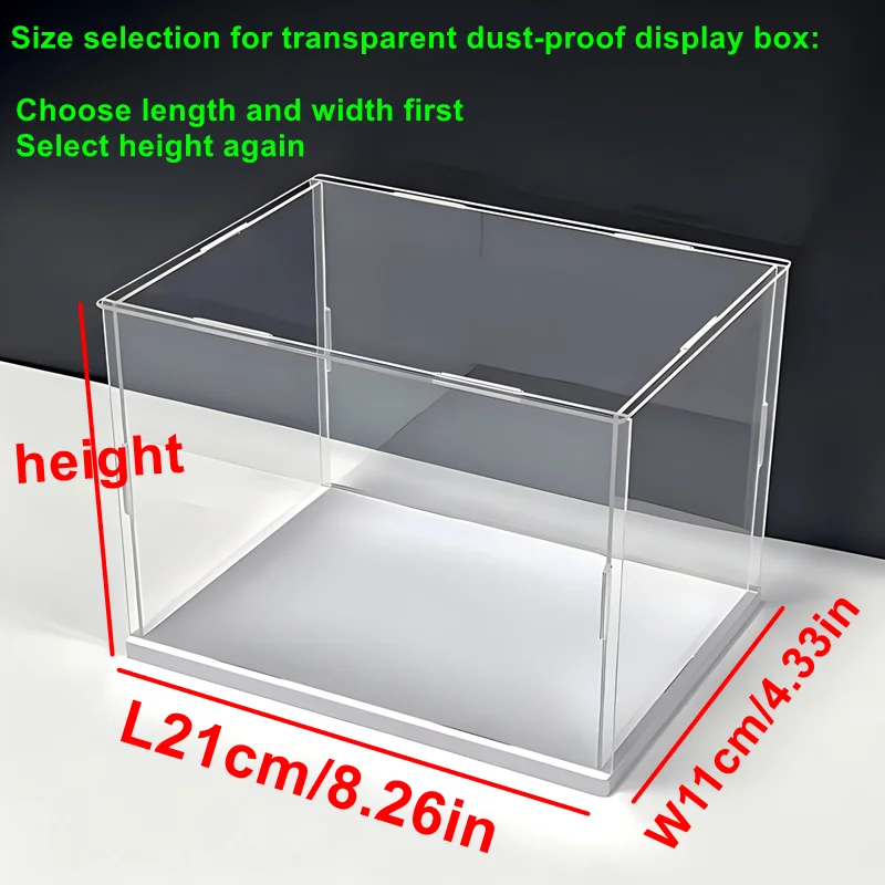 Doorzichtige, zelfmontage acrylvitrine Acryl displaydoos Transparante stofdichte beschermingsvitrine met witte basis