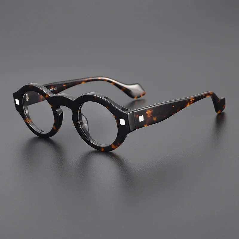 

Vintage Eyeglasses Frame Male Acetate Round Myopia Glasses Men Thick Frame Tortoise Black Spectacles Anti Blie Light -100 -200