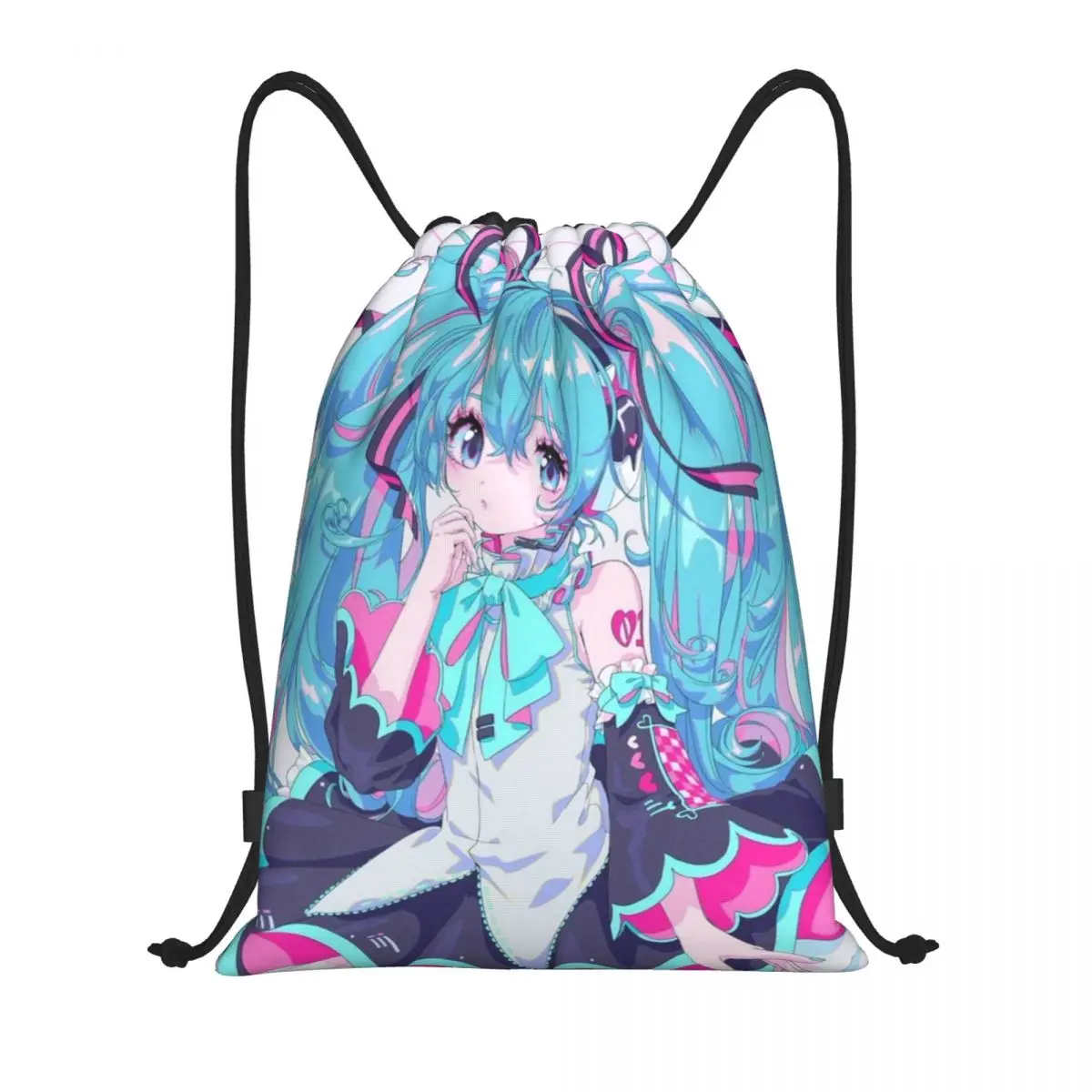 

Hatsune Miku Drawstring Back Pack Bag Travel Storage Package Teenagers Beach Tote Bag School Sport Shoe Bag Portable