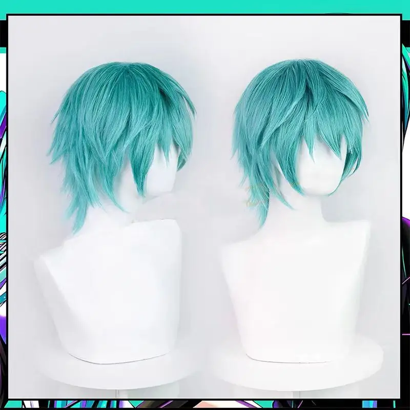 ミクオコスプレウィッグアニメミクハンサムでファッショナブルなブルーショートヘアアクセサリー高温ワイヤーヘア男性用