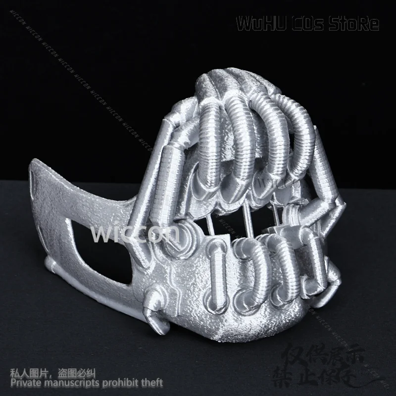 3D Polylactic Acid Dark Anime Movie Knight Cosplay Bane Silver Skull Mask Horror Halloween Christmas Party Man Cos Customized