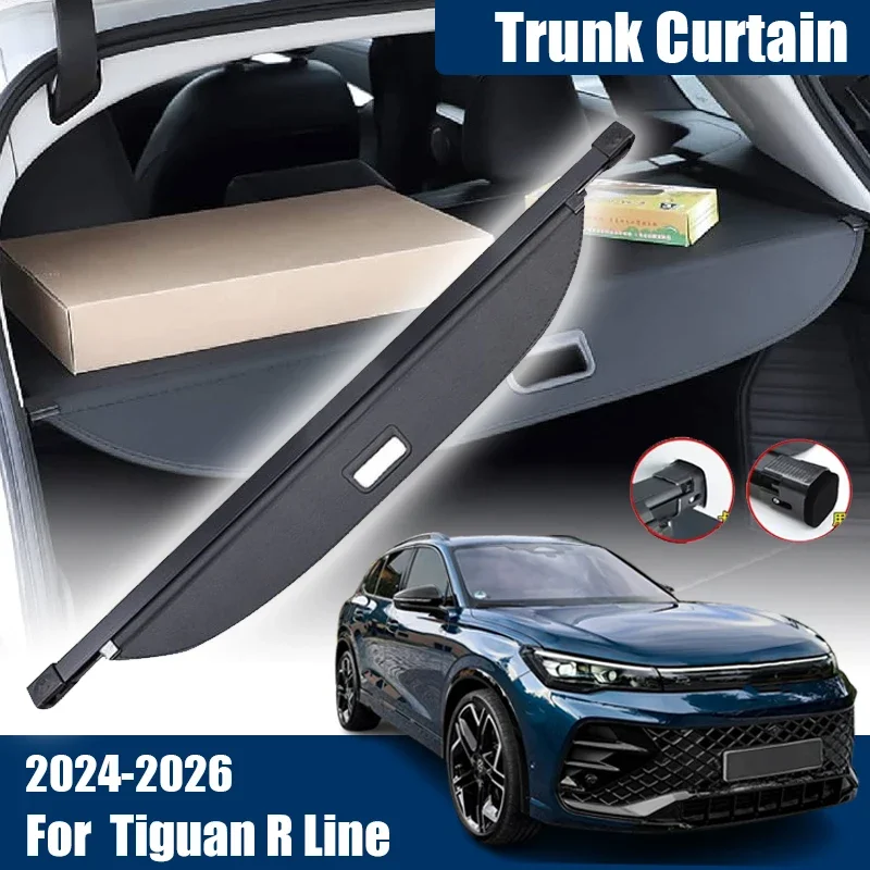 For Volkswagen VW Tiguan R Line 2024 Accessories LWB L Pro 2025-2026 Car Cargo Covers Trunk Cover Curtain Luggage Privacy Shades