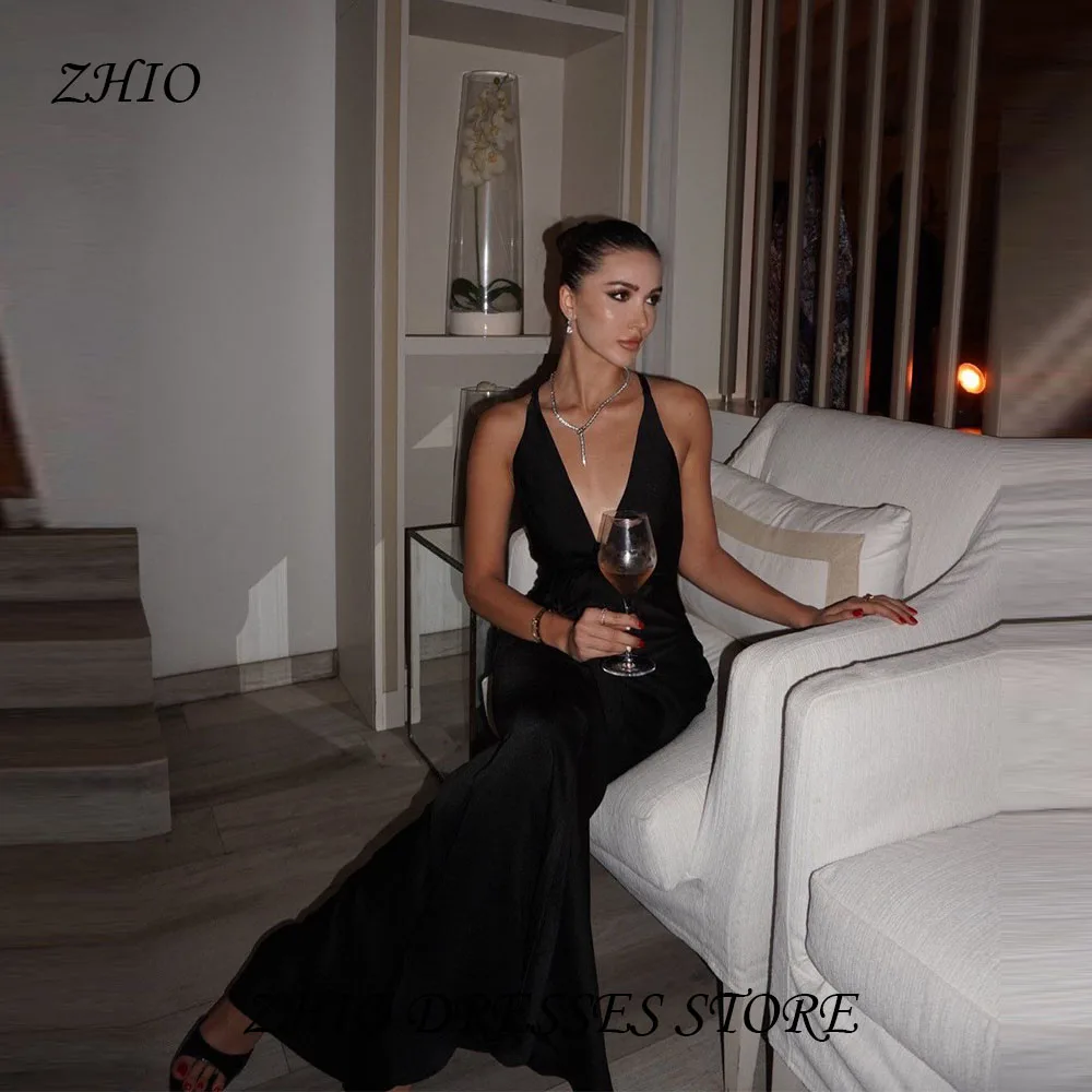 

ZHIO Sexy Deep V Neck Hollow Long Dress Female Sleeveless Crevice Beach Vacation Skirt Solid High Waist Women's dress Customized