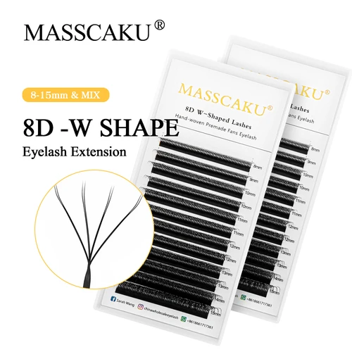 MASSCAKU-pestañas en forma de W, floración automática, 6D, 7D, 8D, ventiladores prefabricados, extensiones de pestañas, nuevo volumen, maquillaje de pestañas postizas