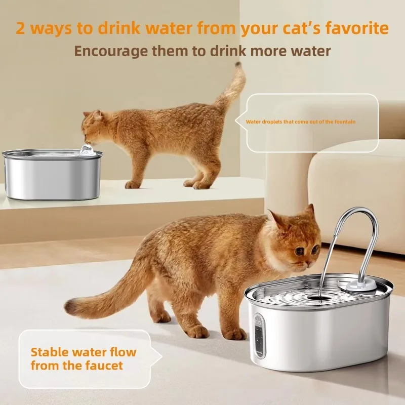 Large Capacity Stainless Steel USB Powered Mode Cycle Filter Cat Dog Automatic Drinking Machine Smart Pet Water Dispenser - view 5