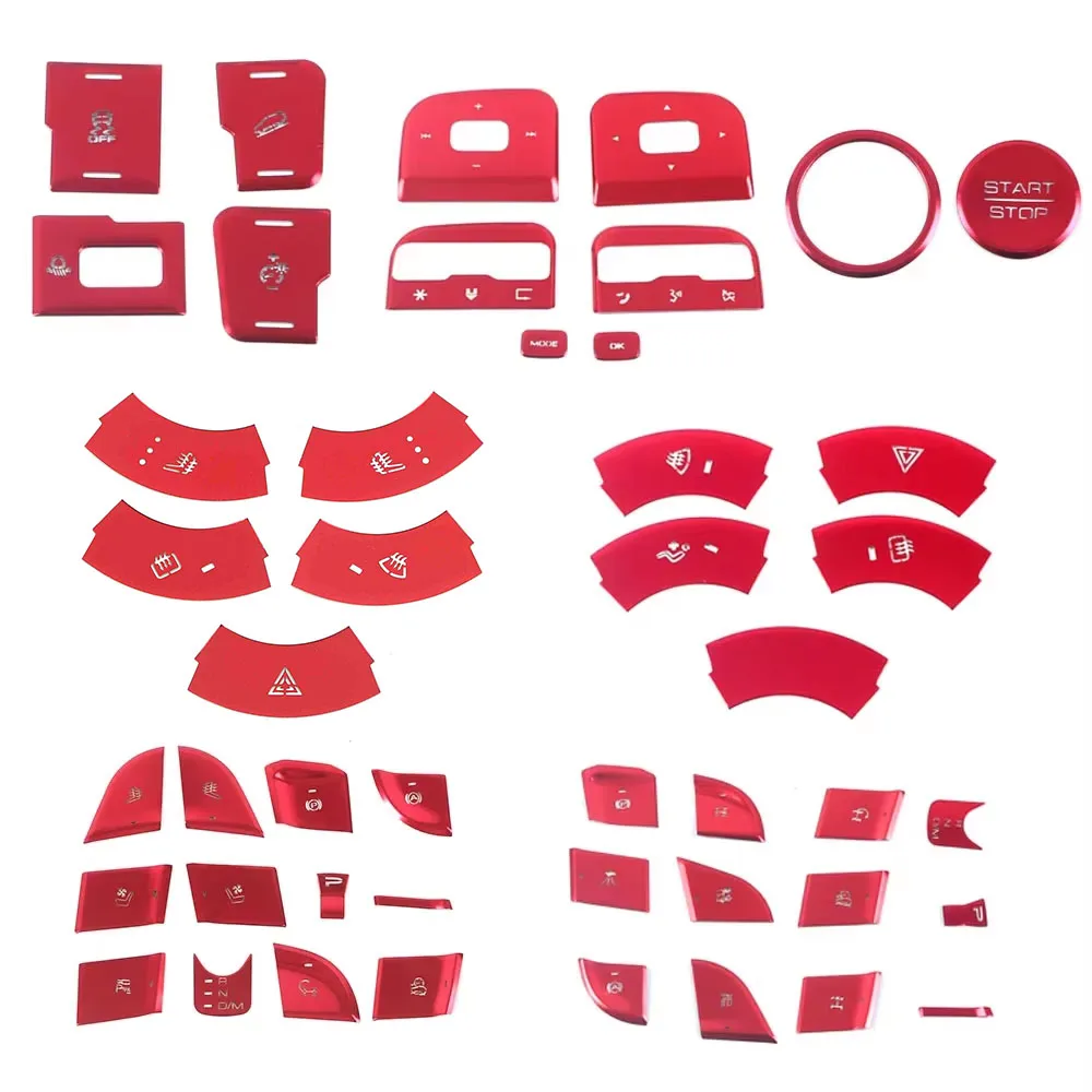 For GWM Tank 300 2022 2023 Red Accessories Engine Start Stop Headlight AC ESS Center Console Button Cover Sticker Anti Scratch