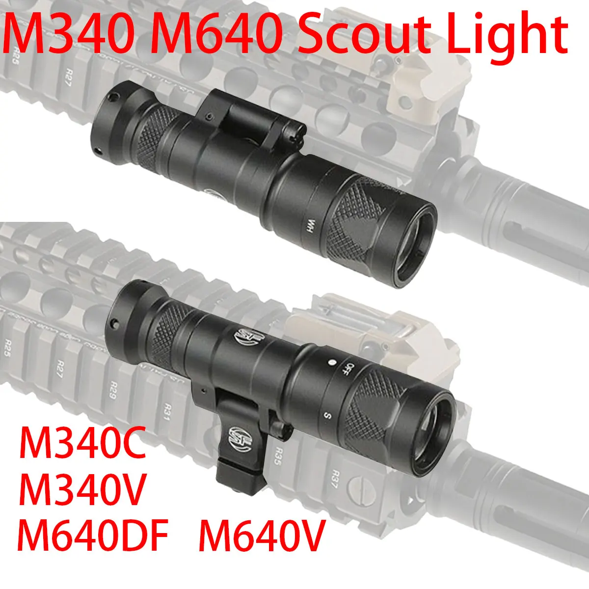 Tactical Surefire M340C M340V M640 M640DF Gun Scout Light Rifle Airsoft Strobe Flashlight LED Lanterna Fit 20mm Picatinny Rail