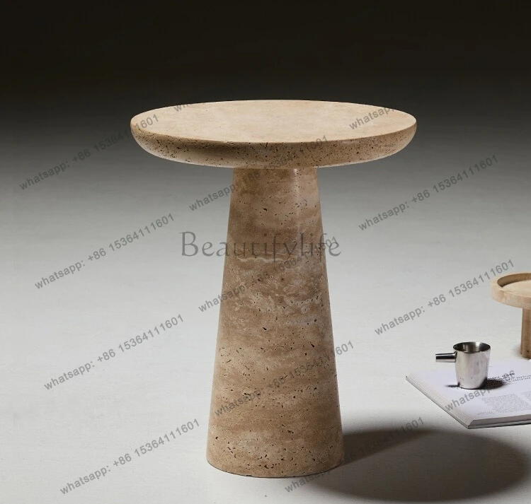 Wabi Sand Wind Yellow Travertine Edge Luxury Stone Modern Simple Marble Small Coffee Table