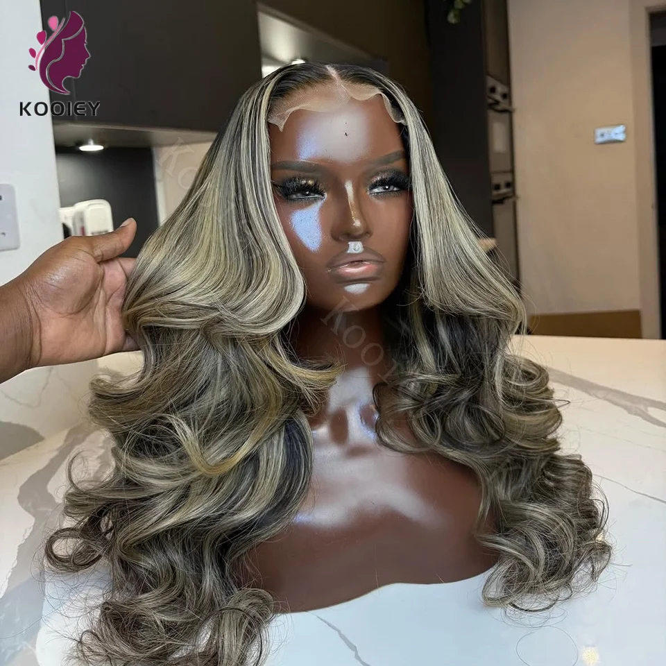

Body Wave #1b/27 Highlight Glueless 5x5 Silk Base Closure Human Hair Wigs Pre Plucked Bleached Knots Wavy 360/13x6 Lace Wigs