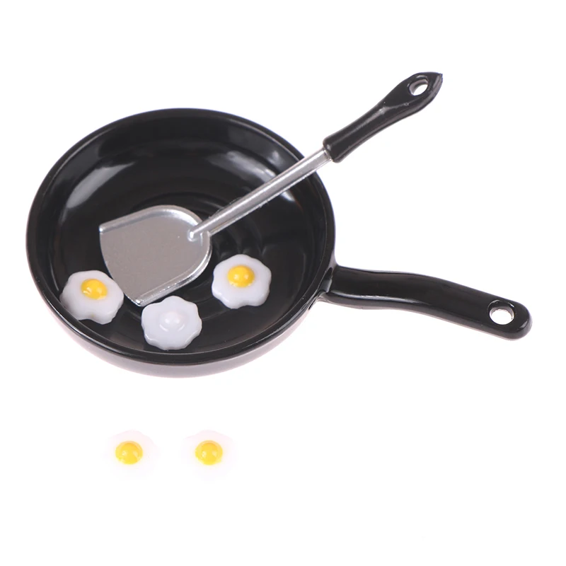 1/12 Dollhouse Simulation Fried Egg Frying Pan Set Dollhouse Miniature Kitchen Decoration Dolls House Accessories