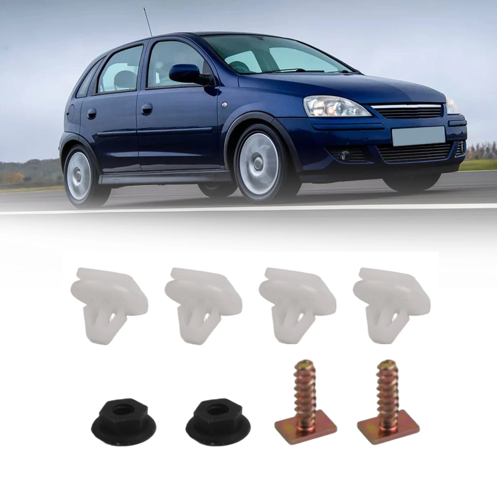 /Front Wheel Arch #Trim Fastener \Clips Screw #Nut Bolt Set For Vauxhall For Corsa C Plastic White Replacement Kit Car Exterior