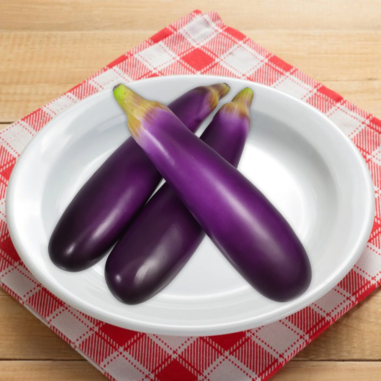 

3Pcs Faux Eggplant Home Decor Realistic Appearance Material Photo Props Kitchen Centerpieces Festival Decorations