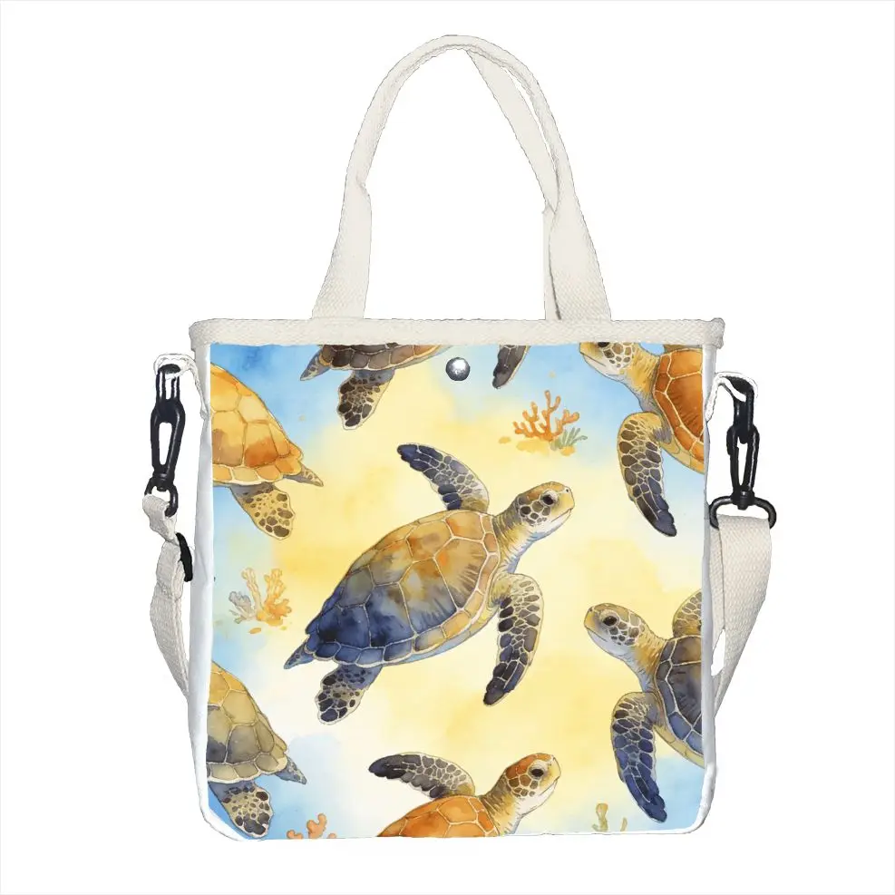 

Watercolor Sea Turtle Ocean Print Shoulder Bag for Women Adjustable Strap Lightweight Tote