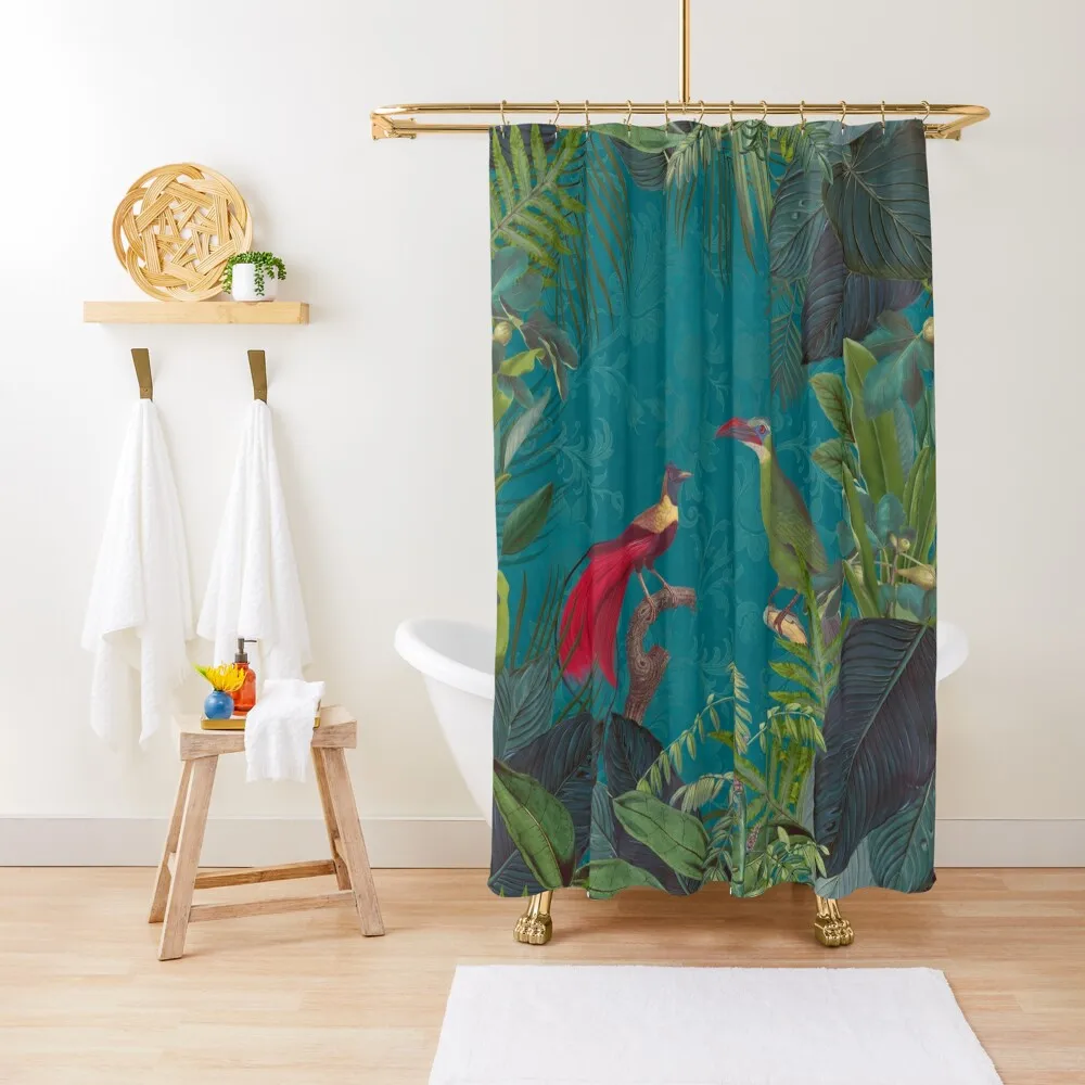 

Birds Of Jungle Vintage Botanical Illustration Shower Curtain Anime Bathroom Waterproof Fabric Shower In The Bathroom Curtain