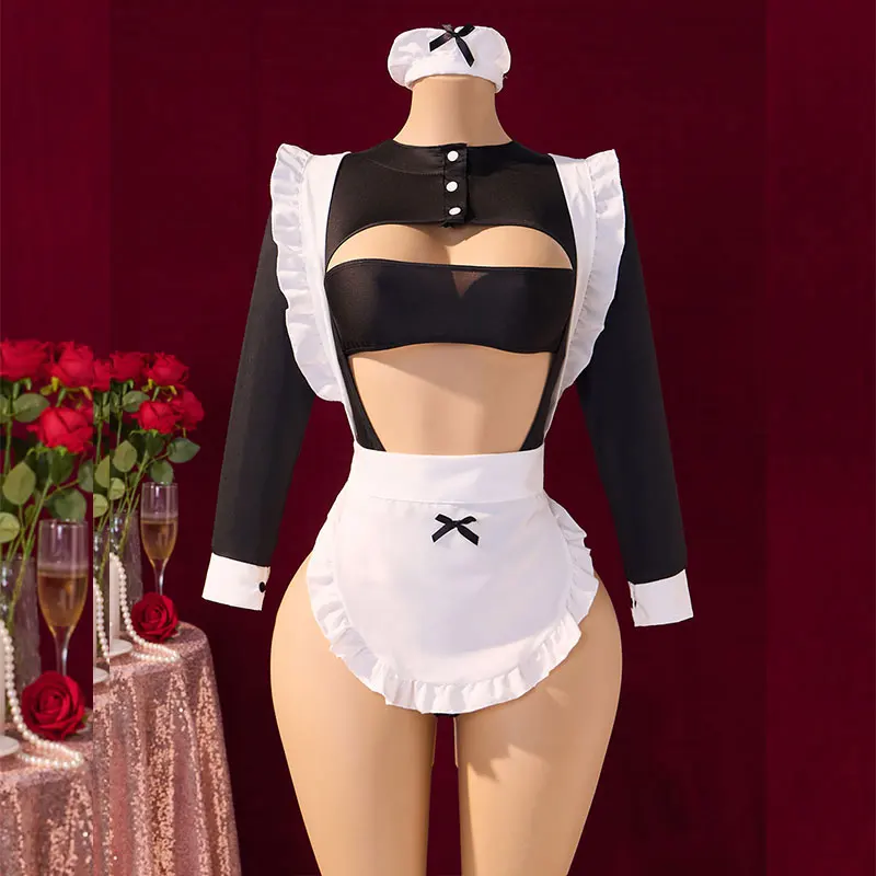 Hot Erotic Maid Costume For indoor Role-Play Women Uniform 18 Exotic desire Plays Deep V Nurse Dress Xxx Cosplay Sexy Nights image 4