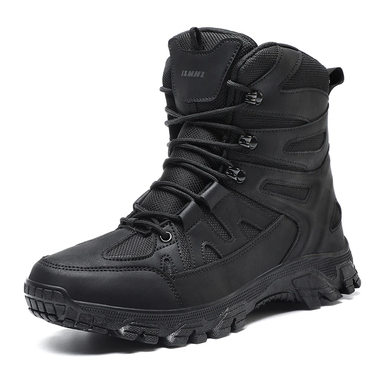 

High Top Men Climbing Shoes Tactical Boots Waterproof Hiking Shoes Non-slip Outdoor Motorcycle Hunting Sneakers Trekking Shoes