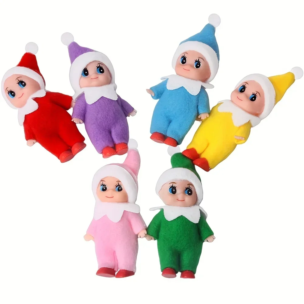 Mini Baby Doll Kawaii Christmas Plush Toys Colorful Dollhouse Shelf Accessories Xmas Decoration Gift Toy for Girl Boy Kids Adult