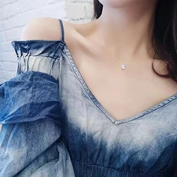 Invisible Cubic Zirconia Pendant Necklace Transparent Fishing Line Choker Gift