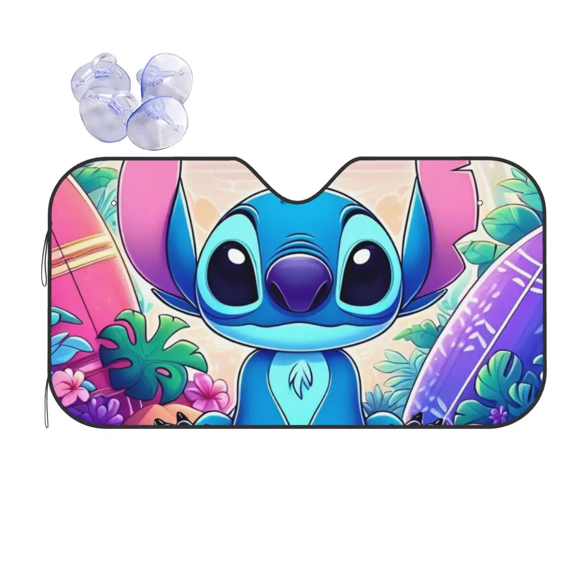 Lilo Stitch Kawaii Cartoon Windshield Sunshade Polyester Car Front Windshield 70x130cm Car Window Windscreen Cover UV Protector