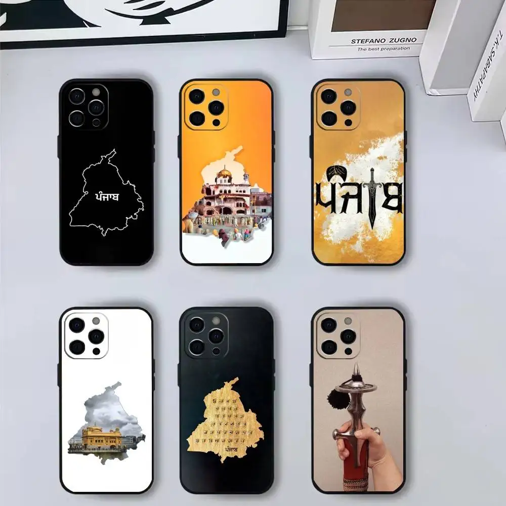 

P-Painting P-Punjab Map-es Phone Case For iPhone17,16,15,14,13,12,11 Plus,Pro Max Soft Black Cover