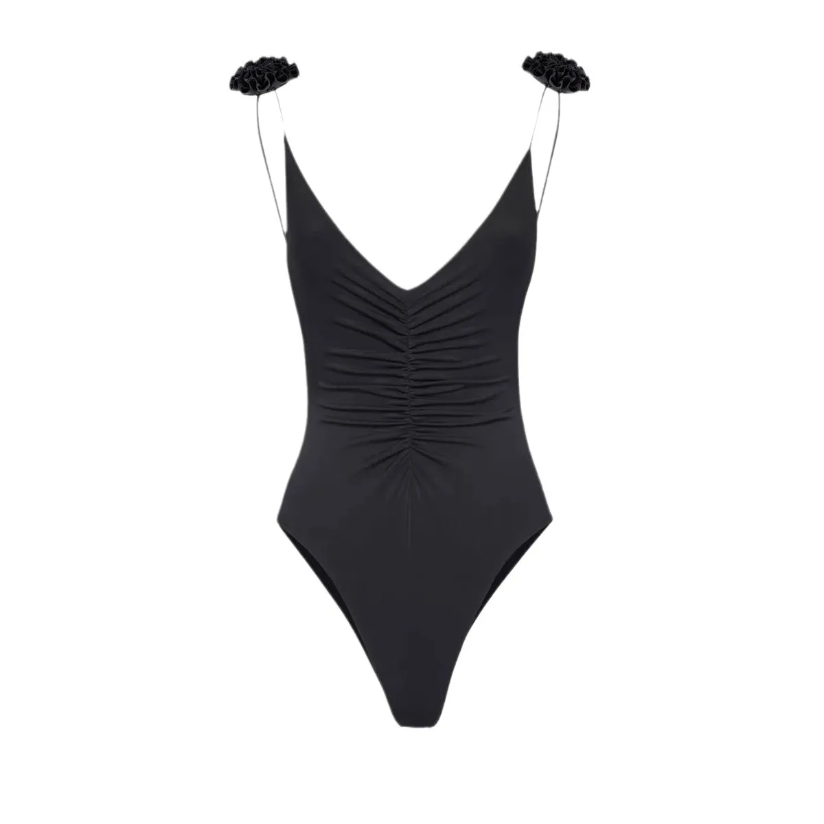 2025 موضة جديدة الحمالات قطعة واحدة ملابس السباحة تنورة ملابس السباحة ثلاثية الأبعاد الأزهار ملابس النساء الطيات ثوب السباحة بحر ارتداءها