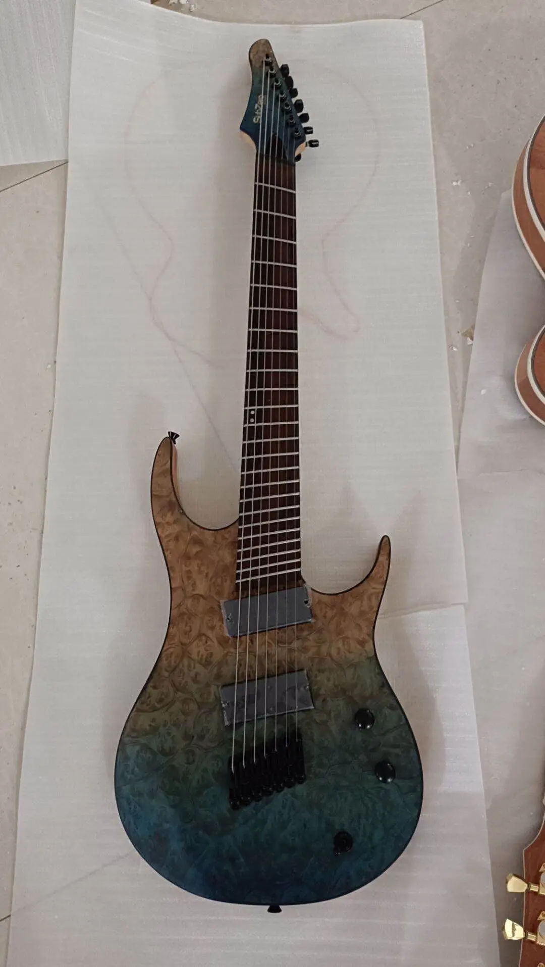 Custom 7 String Fanned Fret Electric Guitar  8 String Fanned Guitar 24 frets Active Pickups Professional Guitar