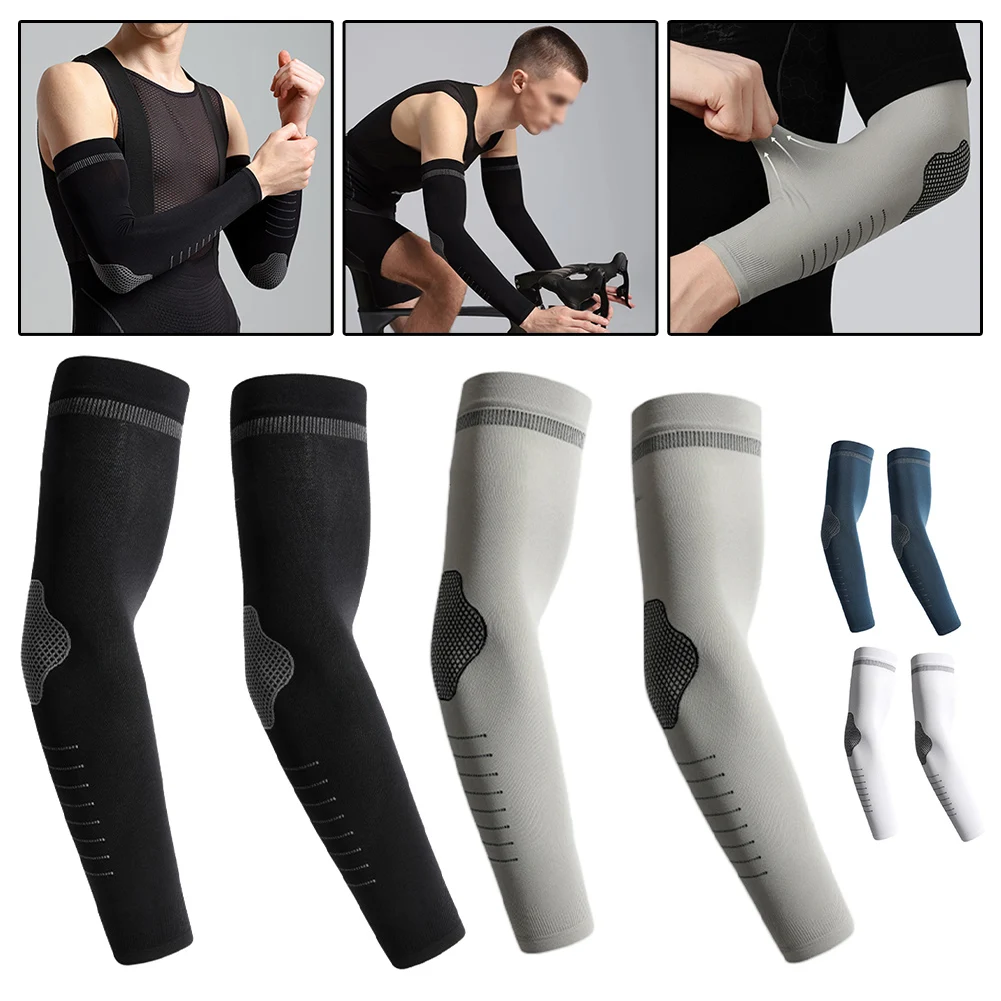 1Pair UPF50+Arm Sleeves Women Summer Cool Feeling Breathable Ice Silk Cycling Oversleeve Running Fishing Sunscreen-Arm Support