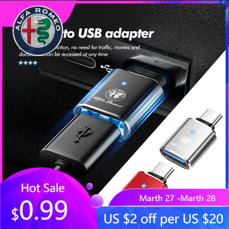 Adaptador de Corriente USB Tipo-C para Alfa Romeo, Transferencia de Datos Rápida y Adaptador de Carga para 159 Giulietta 156 147 Giul