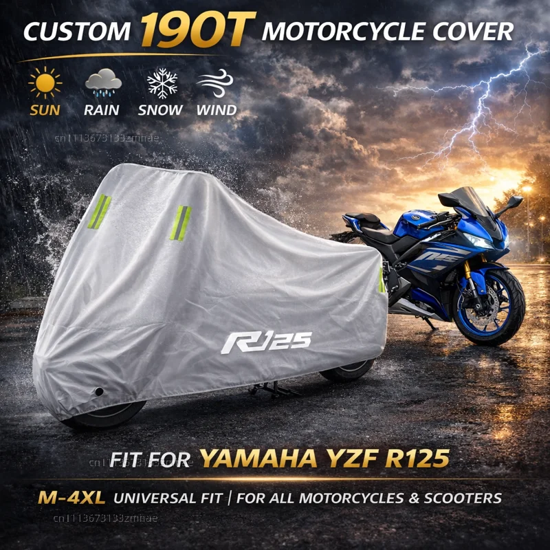 

For YAMAHA YZF R125 YZFR125 YZF-R125 MT-125 2008- 2025 Motorcycle Cover Waterproof Heavy Duty Outdoor Rain Dust Sun Protector