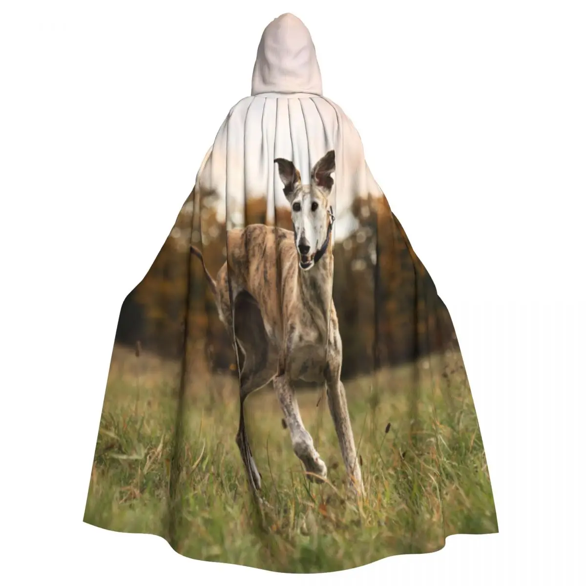 Unisex Adult Greyhound Dog Enjoying Walk Cloak with Hood Long Witch Costume Cosplay