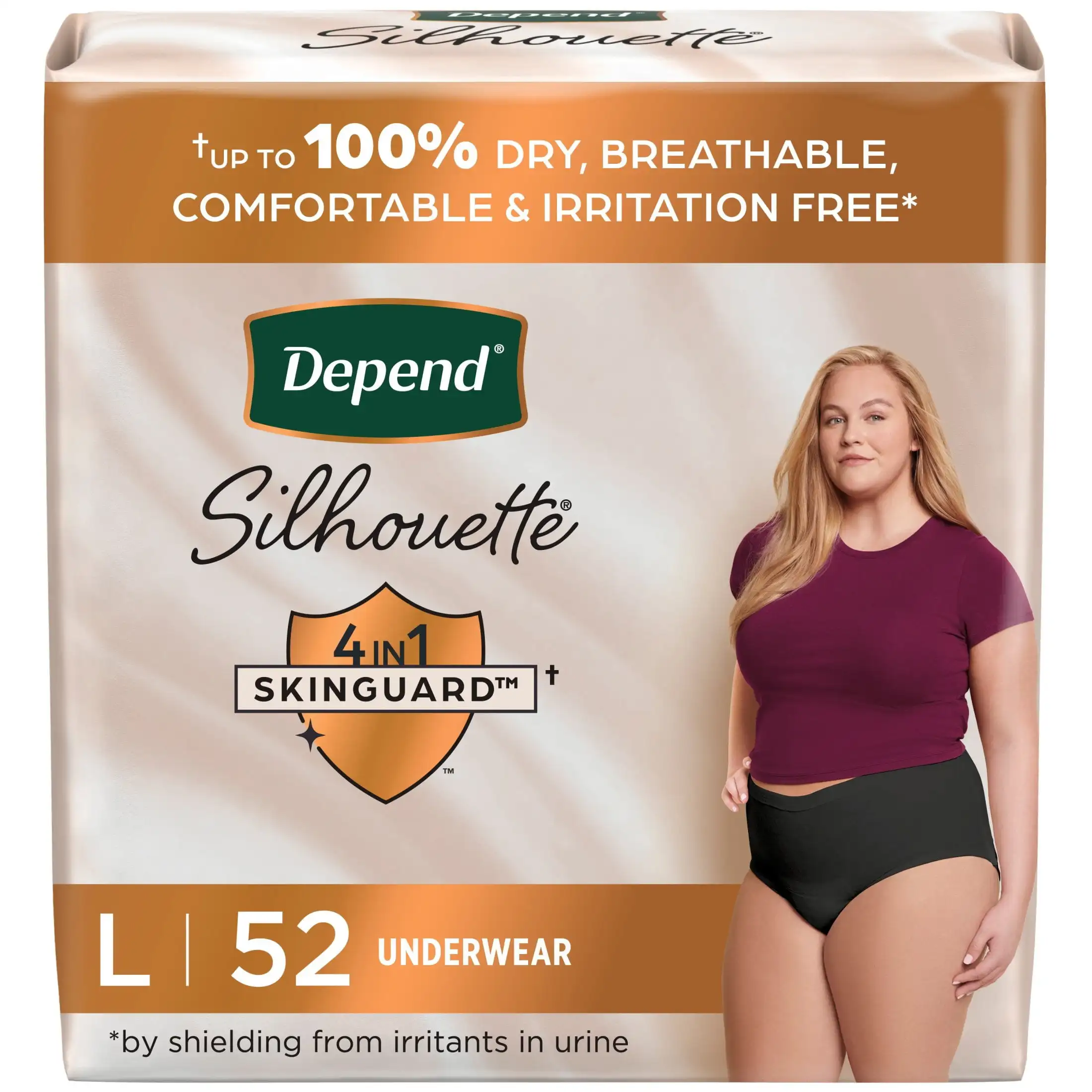 

Silhouette Women's Incontinence & Postpartum Bladder Leak Underwear, L, 52 Count