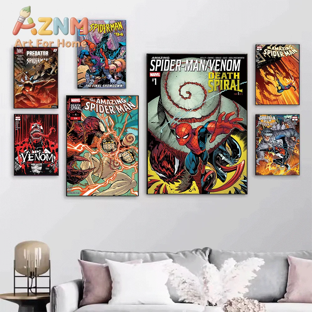 The Spectacular Spider‑Man Brand New Day Comic Canvas Print, Superhero Fight Scene Graphic Art Poster, Frameless Canvas Wall P