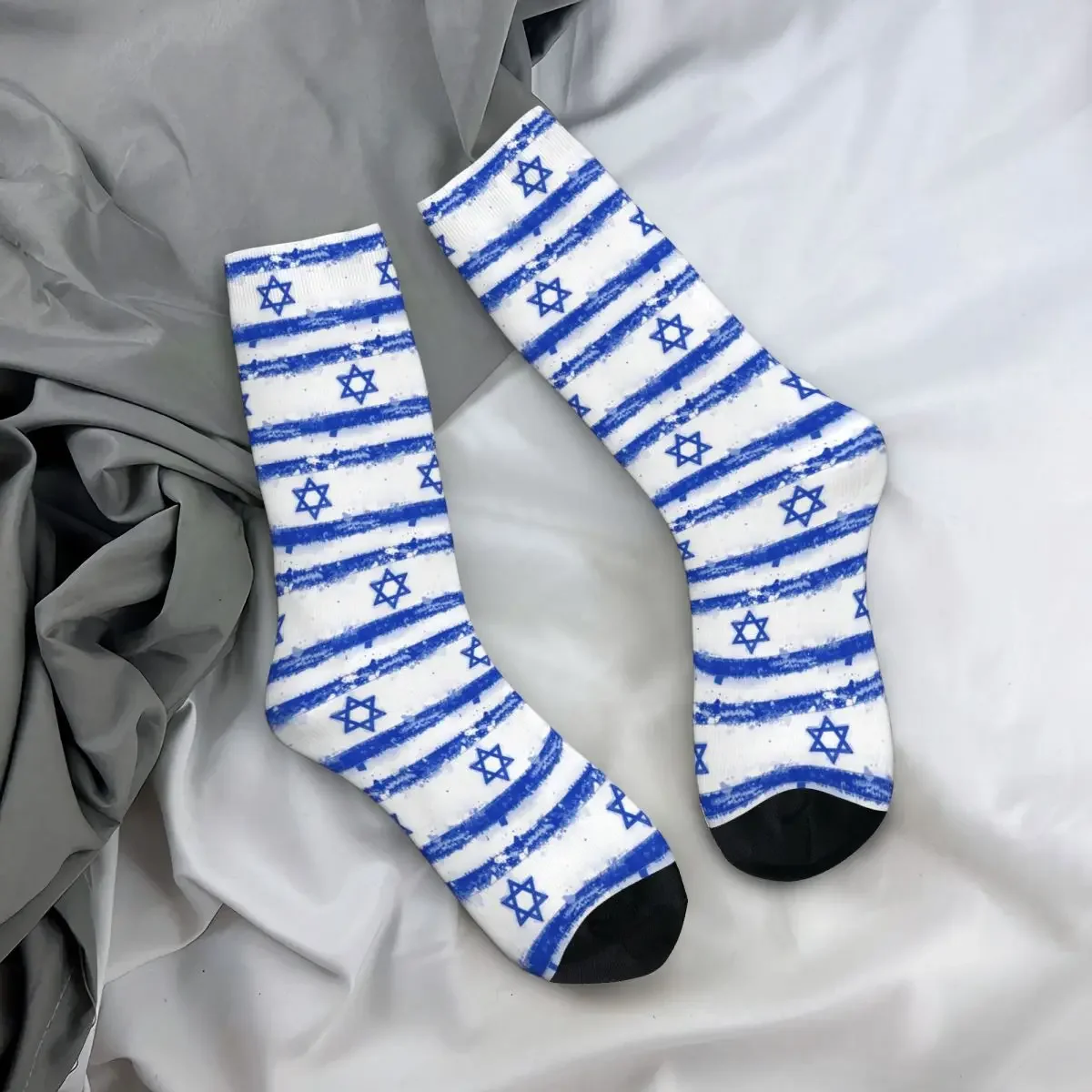 Unisex Harajuku Israel Flag Meias, Meias super macias, Meias longas para toda a temporada, Acessórios para presentes