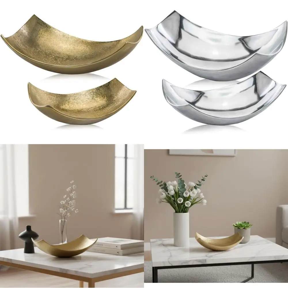 

Золотая маленькая чаша-совок, блестящий акцентный элемент, центральное украшение, подставка для фруктов, чаша для пурпурри, декор для дома или комнаты, 13 Д x 7,5 Ш x 4,5 В (дюймы)